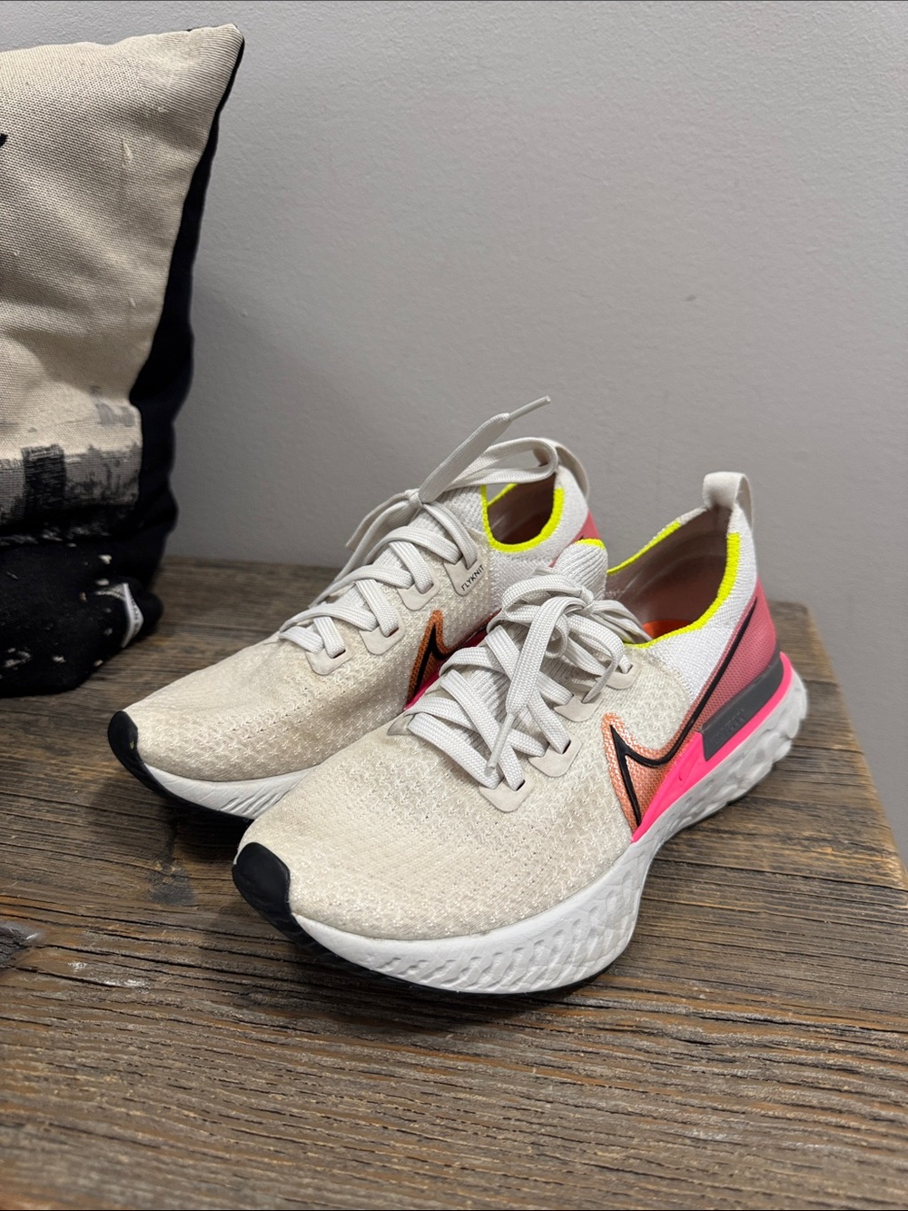 Nike Women’s react Running Shoes — White with Pink accent - size 8.5 (fit 8)
